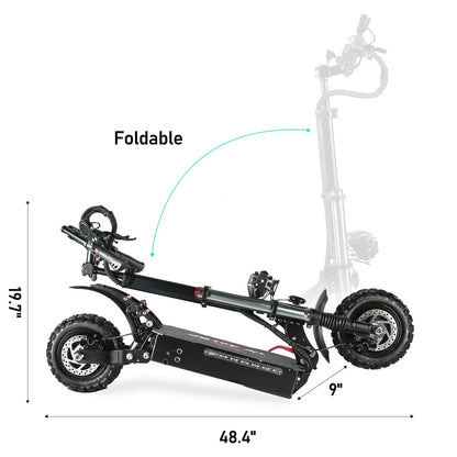 Adult Electric Scooter, Folding Scooter, Dual Motor 60V27AH Battery, Dual Disc Hydraulic Oil Brake, Dual Shock Absorption, with Seat