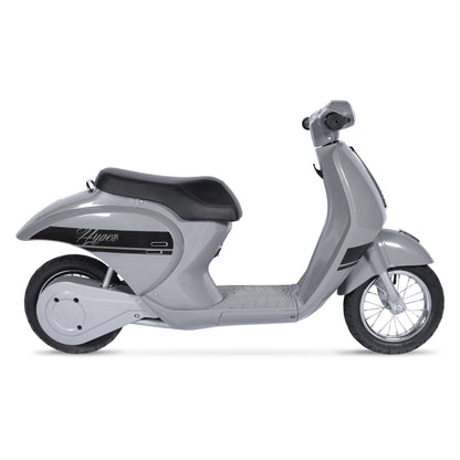 24 Volt Hyper Toys Retro Scooter, Silver, Battery Powered Electric Scooter with Easy Twist Throttle
