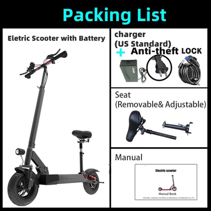 Electric Scooter with Seat for Adults,35 MPH MAX Speed ,1200W Foldable Escooter, 10 Inch Street Tire