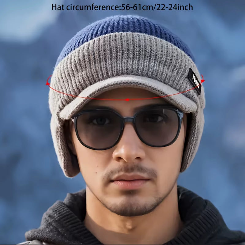 Winter Thermal Knitted Baseball Cap Thickened Ear Protection Warm Hat Windproof Men Women Outdoor Sports Running Hiking Beanie