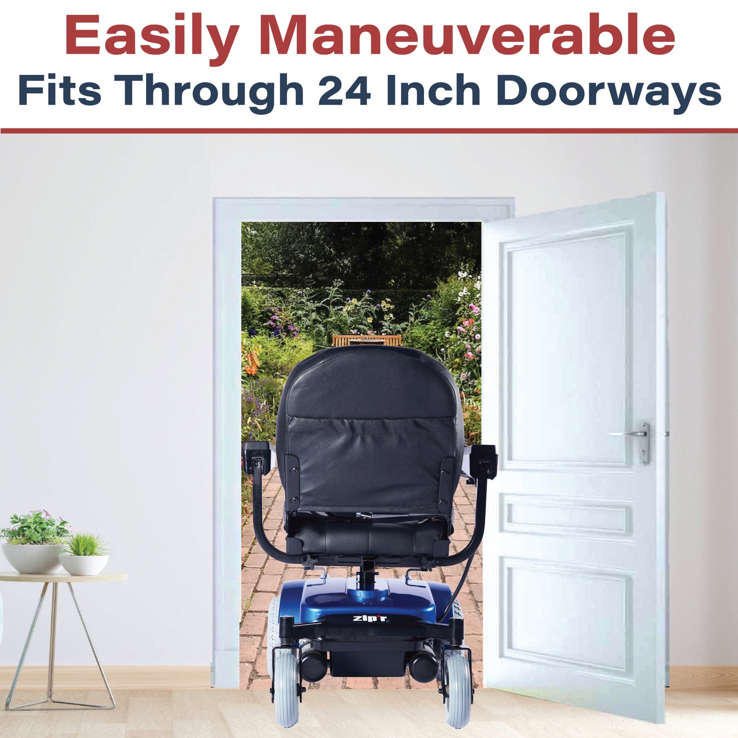 Zipr PC Power Electric Wheelchair - Full Size Long Range Motorized Wheelchair - Electric Wheelchairs for Adults, Seniors, Elderly, Travel - Blue