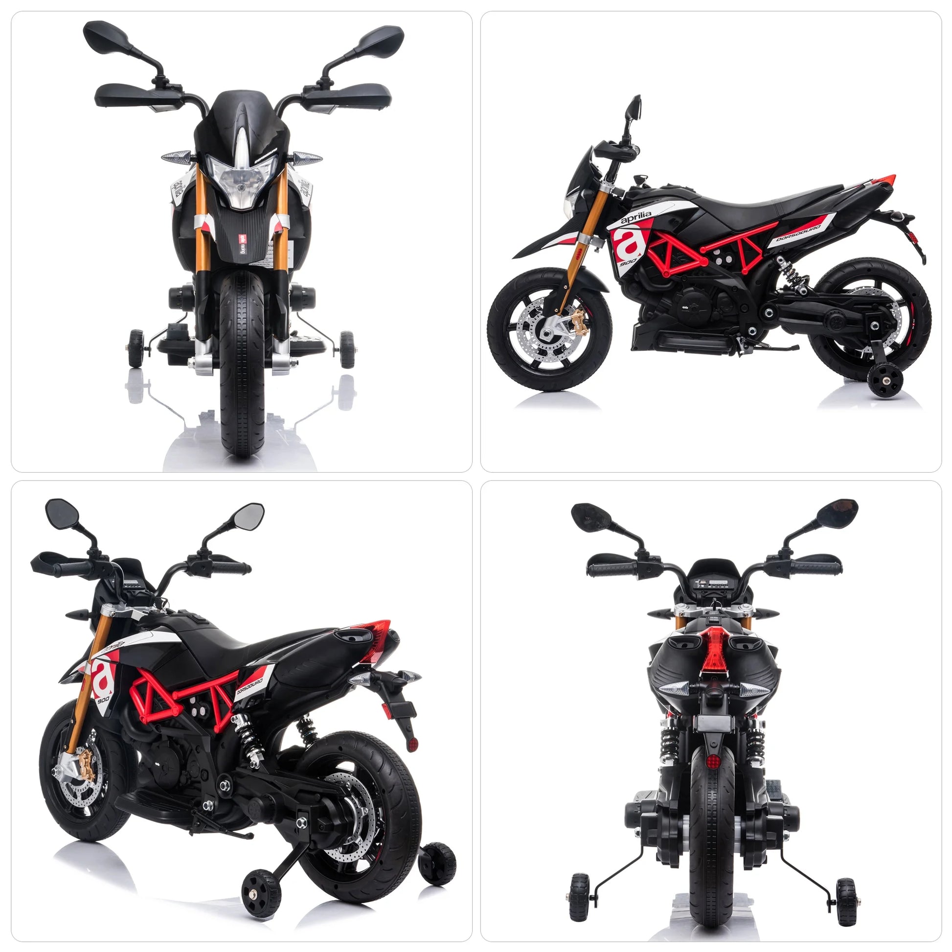 Aprilia Licensed 12V Ride on Motorcycle Electric Motorbike for Kids Child Toys W/Training Wheels, Music, LED Lights, MP3, USB