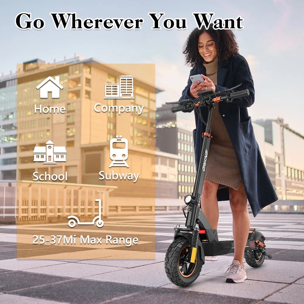 800W Electric Scooter with Seat for Adults 48V 12.5AH 28Mph & 31Miles Foldable E Scooter Max Load 265Lbs