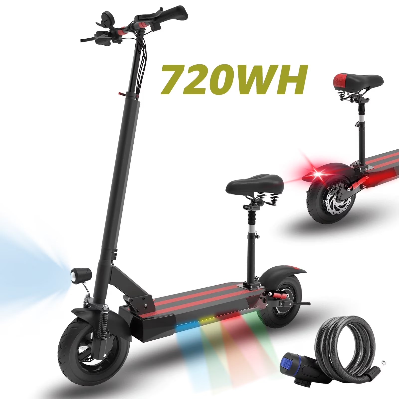 Electric Scooter with Seat for Adults,35 MPH MAX Speed ,1200W Foldable Escooter, 10 Inch Street Tire