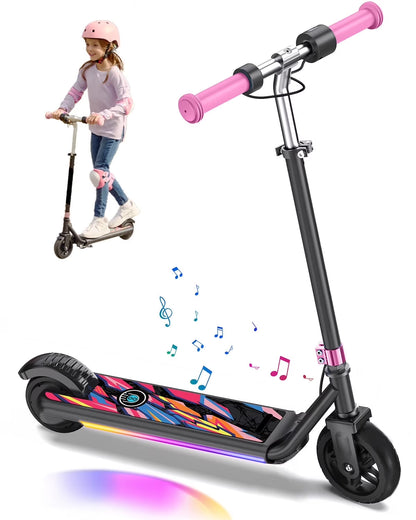 Electric Scooter for Kids, 150W Motor 10Mph Speed Electric Scooter with Adjustable Handlebar and LED Lights