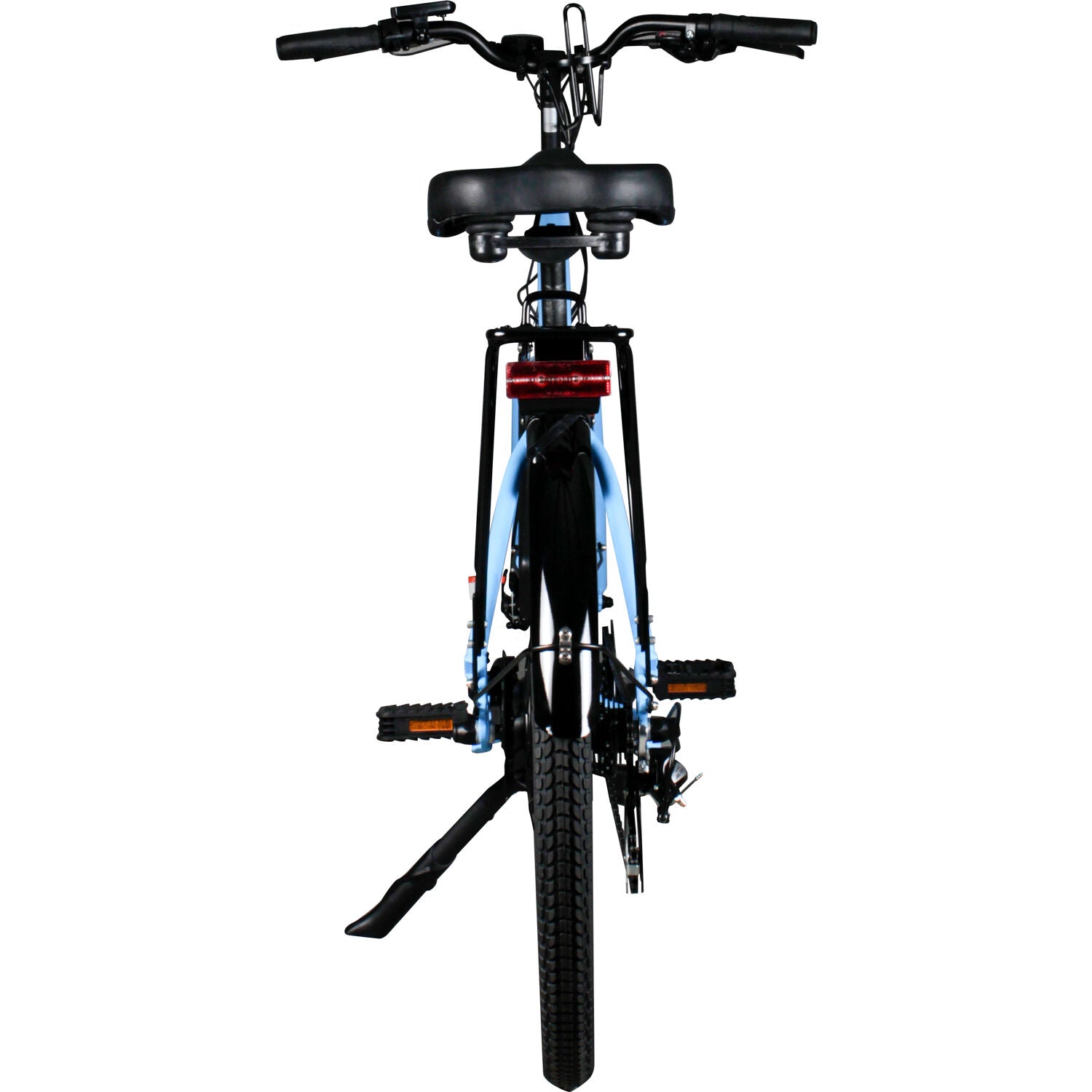 Avalon 16-In Electric Beach Cruiser Bike | Hybrid E-Bike for Adults, Thumb Throttle and Pedal Assist | with Speed Sensor, Storage Rack, Bell, Water Bottle Bracket | Light Blue