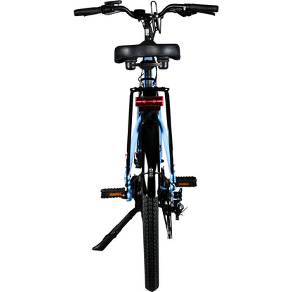 Avalon 16-In Electric Beach Cruiser Bike | Hybrid E-Bike for Adults, Thumb Throttle and Pedal Assist | with Speed Sensor, Storage Rack, Bell, Water Bottle Bracket | Light Blue