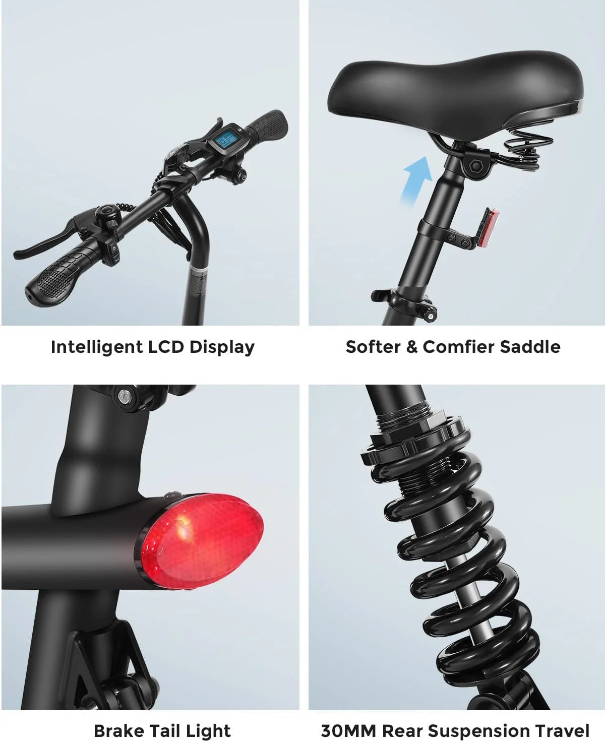 Peak 500W Electric Bike for Adults, Foldable Electric Bikes with 48V 374Wh Battery, 14" Electric Bicycle for Men Women, LCD Digital Display, Cruise Control Ebikes, Dual Suspension Fork UL2849