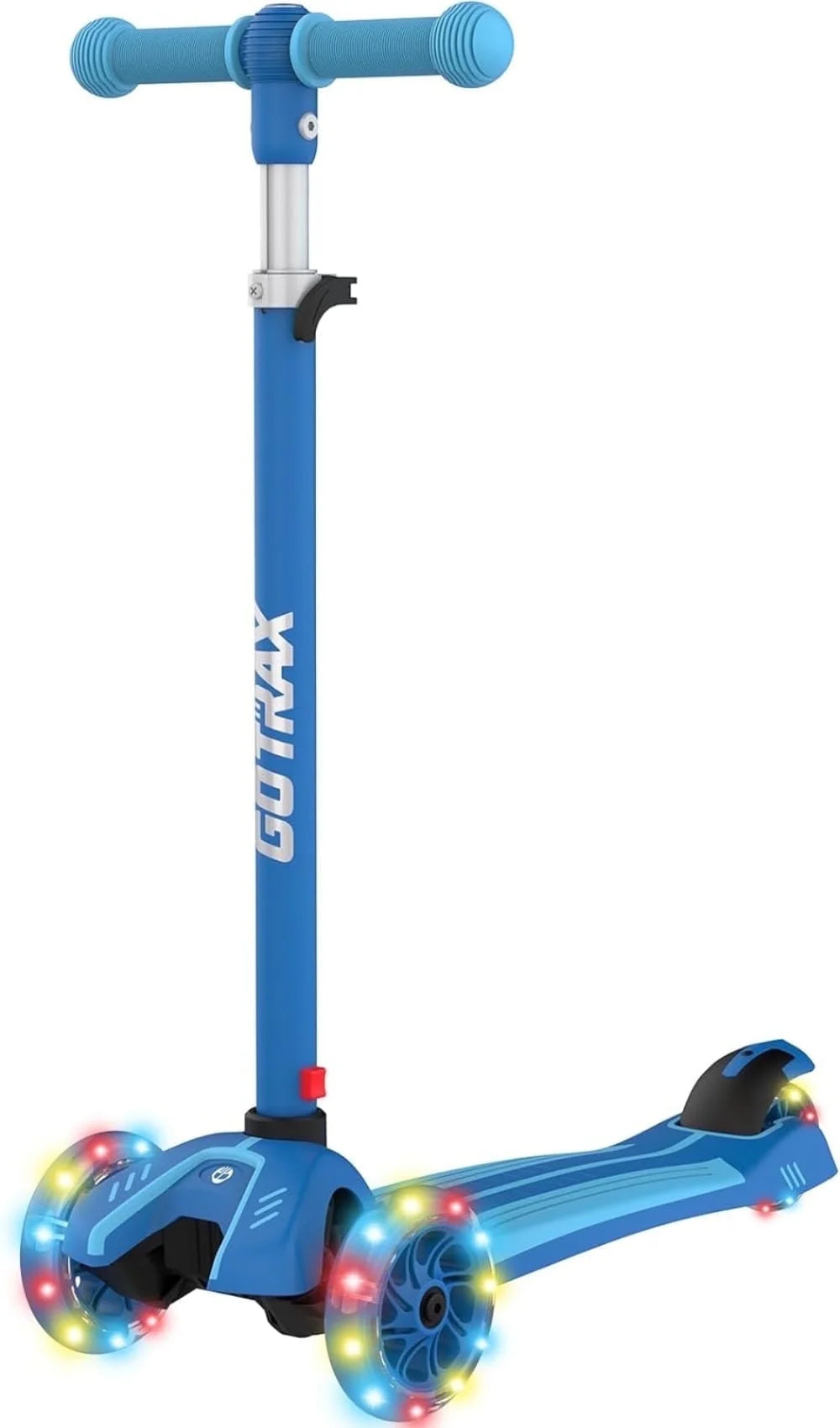 KS1 Kids Kick Scooter, Toddler Scooter 3 Wheel with LED Lighted, 3 Adjustable Handlebars, Suitable for Boys and Girls Ages 2~8 Children and Max Load 100 Lbs,Blue