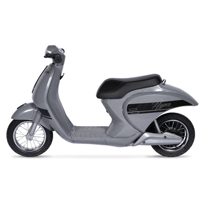 24 Volt Hyper Toys Retro Scooter, Silver, Battery Powered Electric Scooter with Easy Twist Throttle