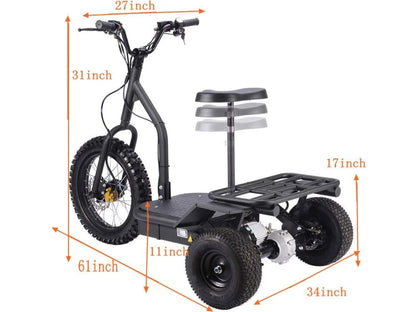 1200 Watt 48V 3 Wheel Electric Trike Mobility Scooter
