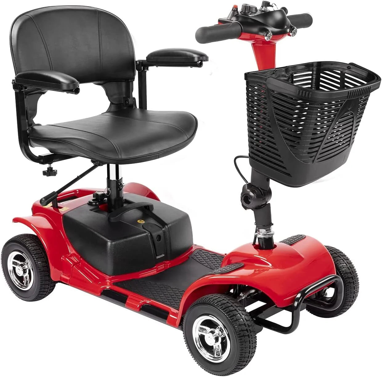 Upgrade 4 Wheels Mobility Scooter for Seniors, Foldable Electric Powered Mobility Wheelchair for Adult, 350Lbs, Red
