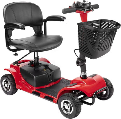 Upgrade 4 Wheels Mobility Scooter for Seniors, Foldable Electric Powered Mobility Wheelchair for Adult, 350Lbs, Red