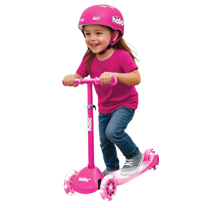 Jr 3 Wheel Scooter & Helmet - Pink 3+ - Super-Bright Light up Wheels - Unisex