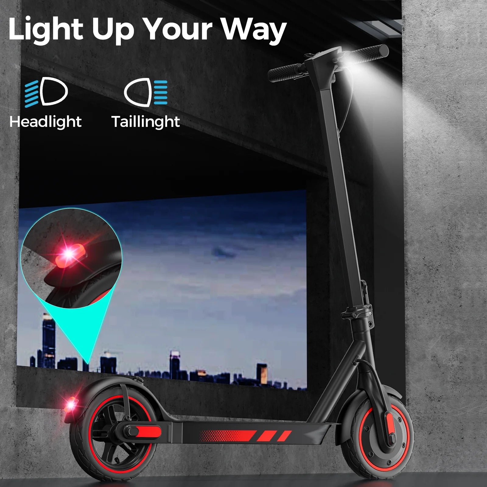 Electric Scooter for Adults, 500W Motor, 10"Air Tires, up to 22 MPH and 22-28 Miles Range, Foldable Commuter E Scooter with Drum Braking System and Smart APP Control Red