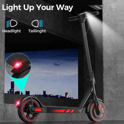 Electric Scooter for Adults, 500W Motor, 10"Air Tires, up to 22 MPH and 22-28 Miles Range, Foldable Commuter E Scooter with Drum Braking System and Smart APP Control Red