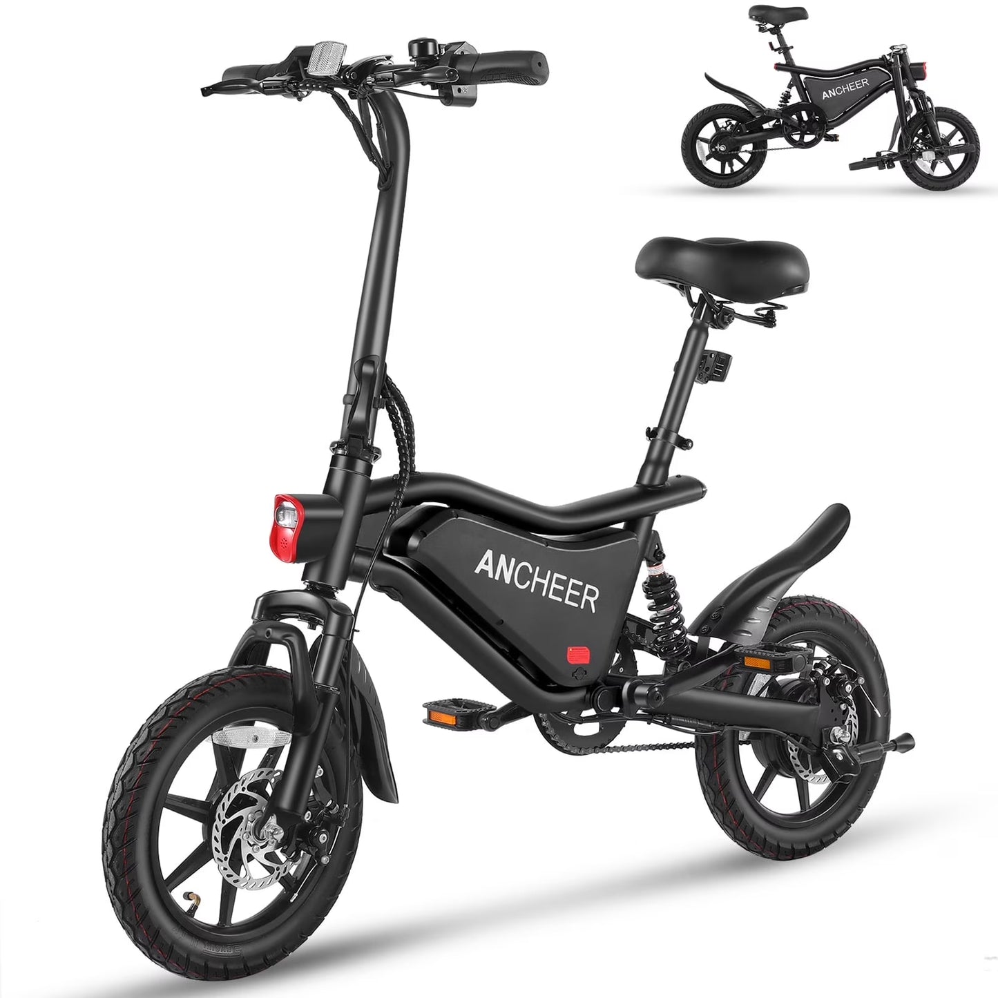 Peak 500W Electric Bike for Adults, Foldable Electric Bikes with 48V 374Wh Battery, 14" Electric Bicycle for Men Women, LCD Digital Display, Cruise Control Ebikes, Dual Suspension Fork UL2849