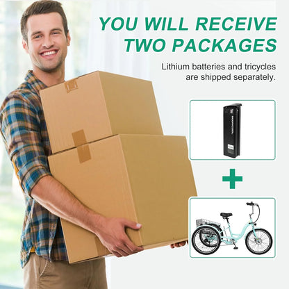 Electric Tricycle for Adults, 350W Electric Trike 7 Speed with 36V Removable Battery, 3 Wheel Electric Bikes for Women Men Seniors, 450Lb, 24/26 Inch Tire