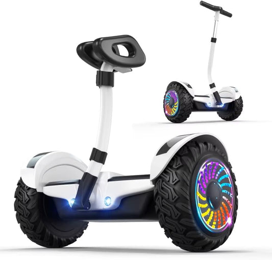 Electric 10.5 Inch Tires Self-Balancing Scooter for Kids and Adults, Bluetooth Speakers, App-Controlled, White