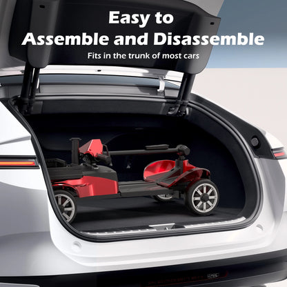 Upgrade 4 Wheels Mobility Scooter with Removable Battery, Compact Heavy Duty Mobile for Travel, Foldable Powered Wheelchair for Adult, 330Lbs, Red