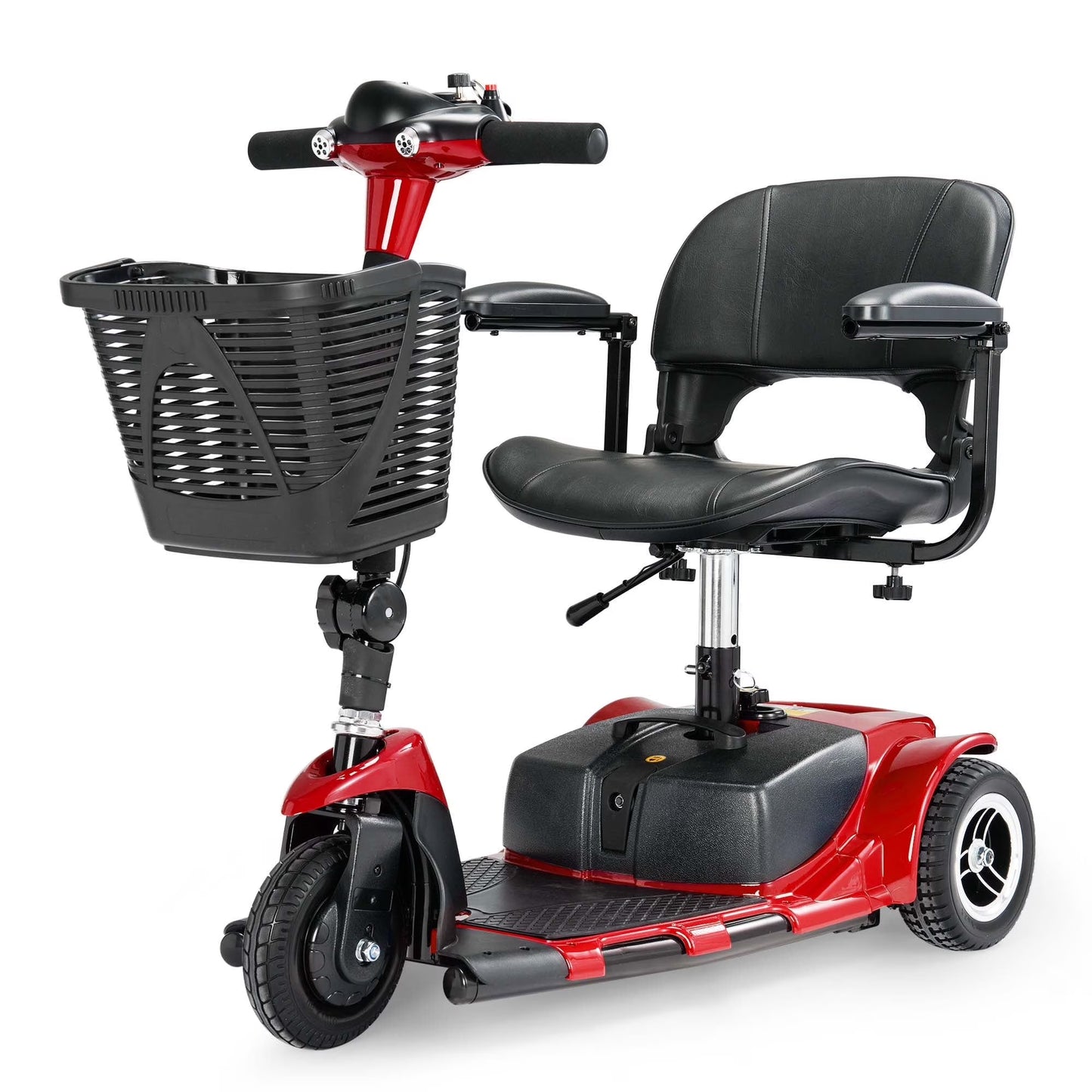 3 Wheel Electric Powered Mobility Scooter, with Lighting Folding Travel Mobile Wheelchair for Seniors, Gift for Elderly, Red