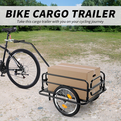 Bike Cargo Trailer, Steel Bicycle Cart, Quick Release Scooter Sports, Black