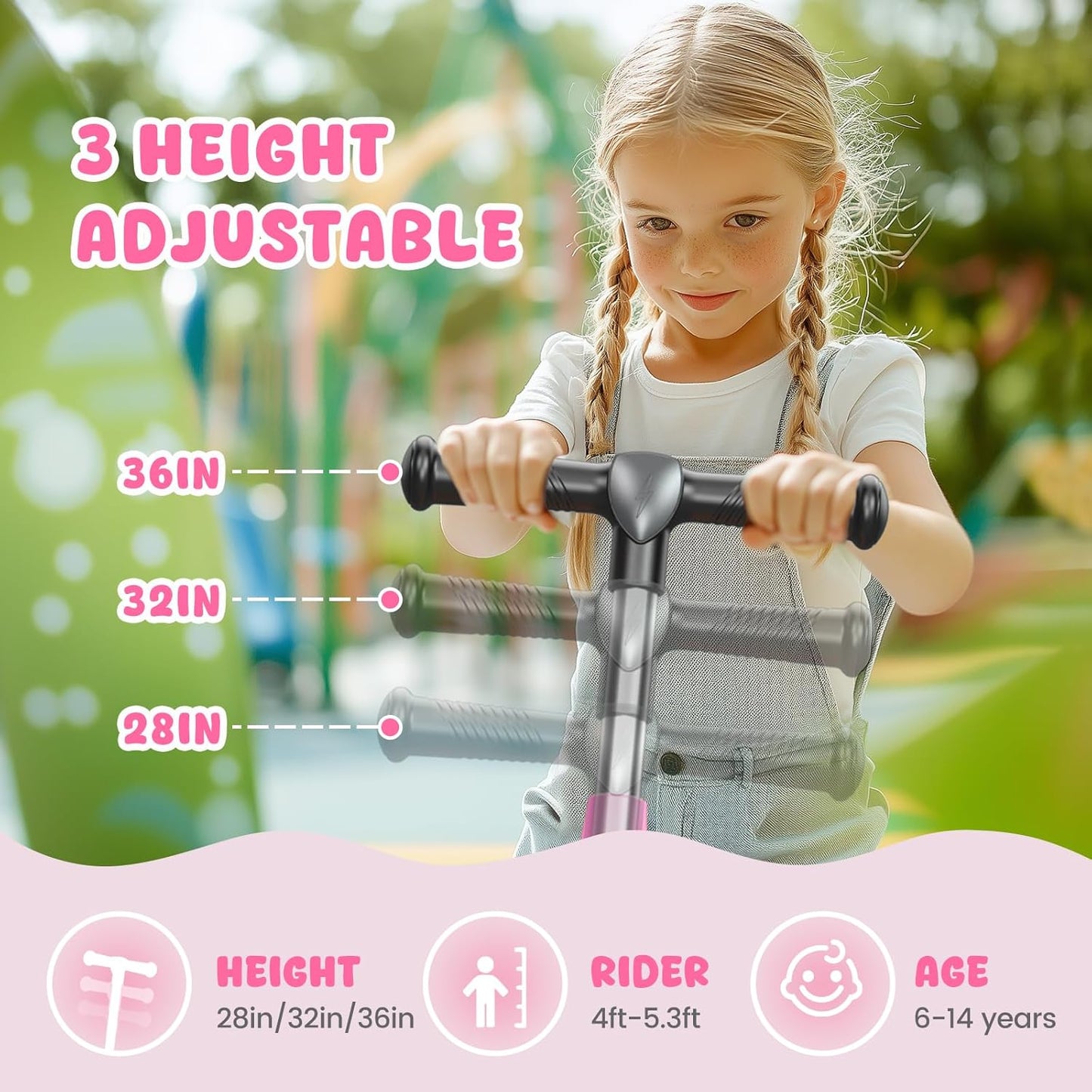 SISIGAD Electric Scooter for Kids Ages 6-12, LED Light-Up Deck, Kids Scooters with 3 Adjustment Levels Handlebar to 36 Inches High,5.3" Wheel UL Certificated Kick Scooter