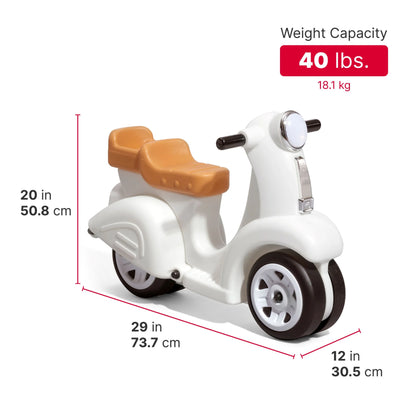 Ride along White Scooter Plastic Toddler Foot-To-Floor Riding Toy for Ages 18M-4Y