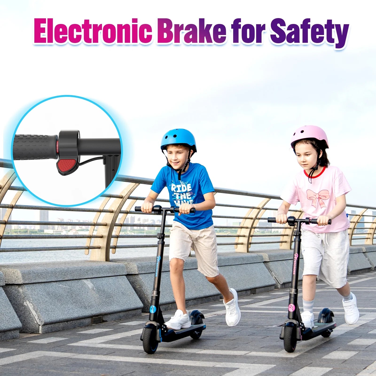 Kids Electric Scooter, 150W Motor, Max Speed 9.3 MPH, 5 Miles Range, Colorful LED Lights, Foldable, Pink