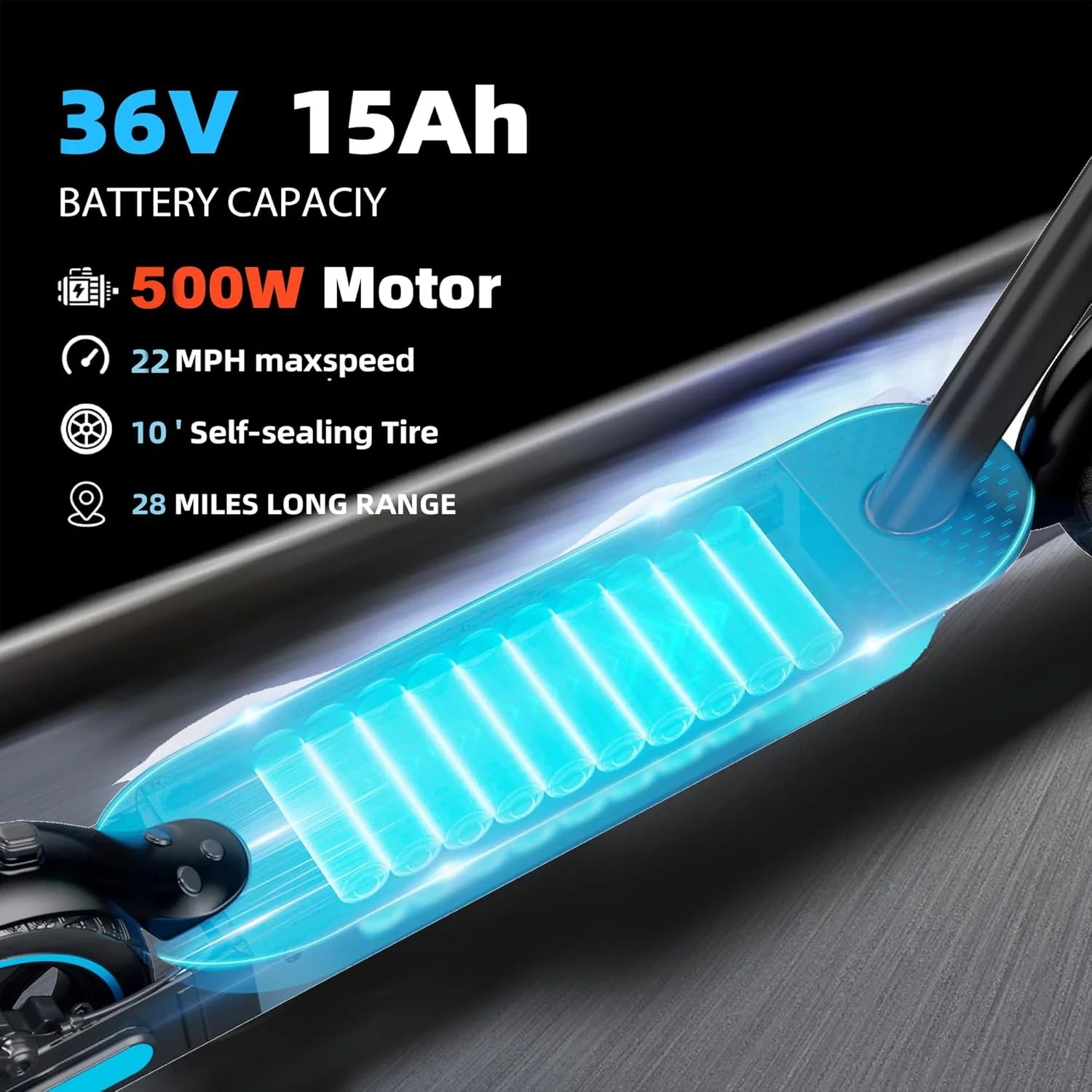 Electric Scooter for Adults, 500W Motor, 10"Air Tires, up to 22 MPH and 22-28 Miles Range, Foldable Commuter E Scooter with Drum Braking System and Smart APP Control Blue