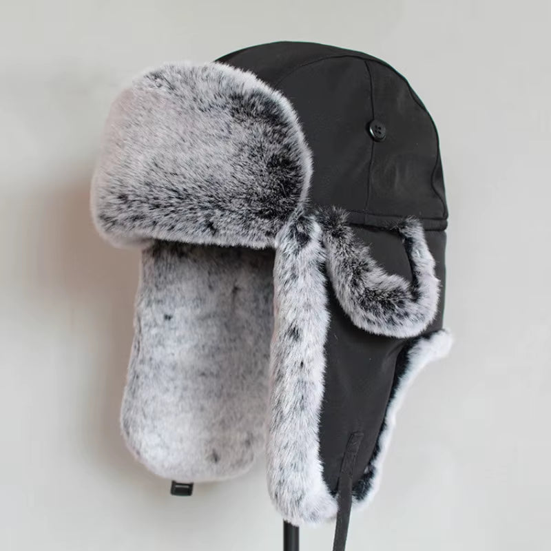Winter Bomber Hat for Men Faux Fur Russian Hat Ushanka Women Thick Warm Cap with Ear Flaps