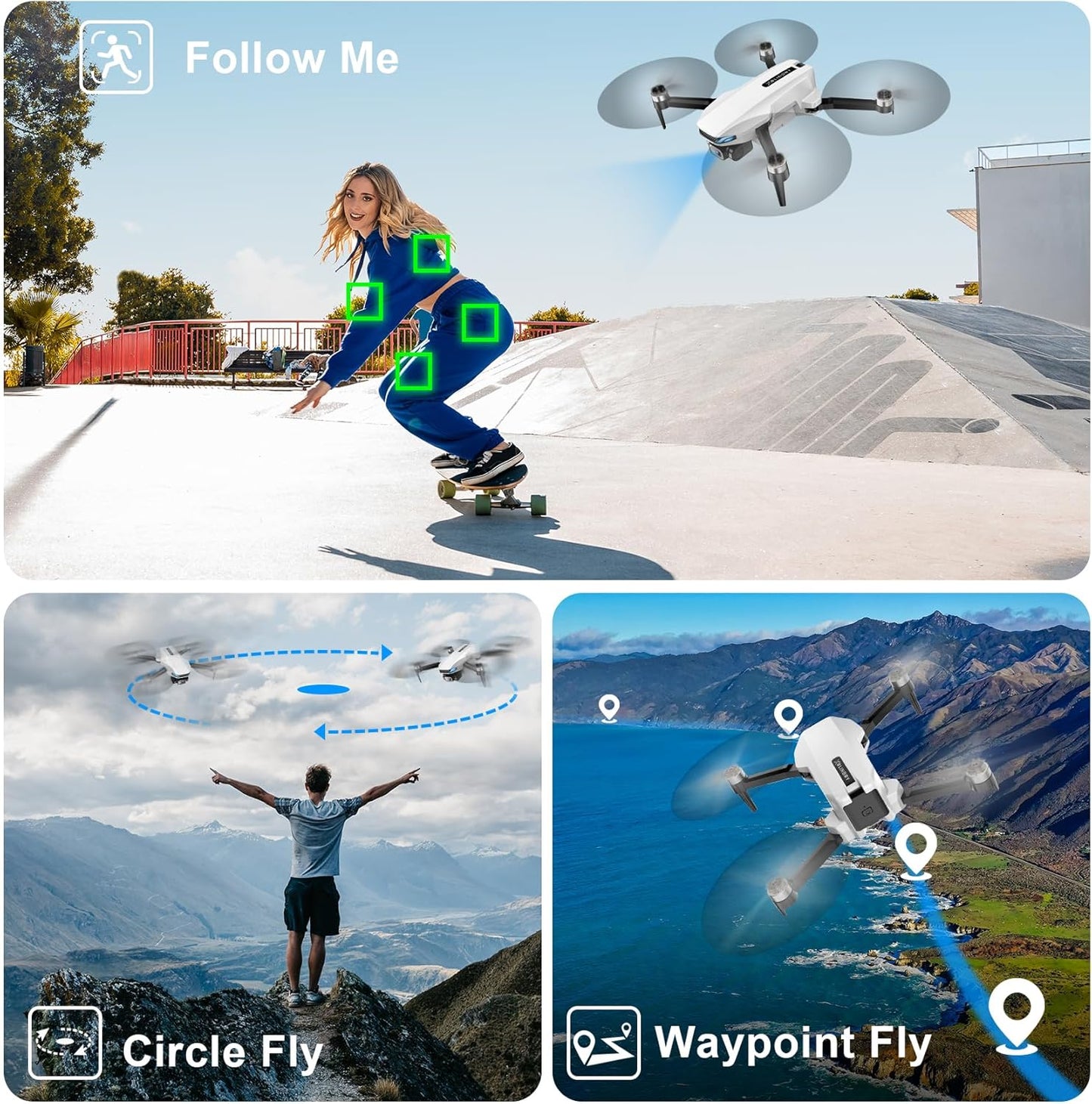 GPS Drone with Camera for Adults, 2K HD GPS Drones with Auto Return, Follow Me, Circle Fly, Waypoint Fly, Optical Flow, Brushless Motor, Foldable 5G Transmission FPV Quadcopter