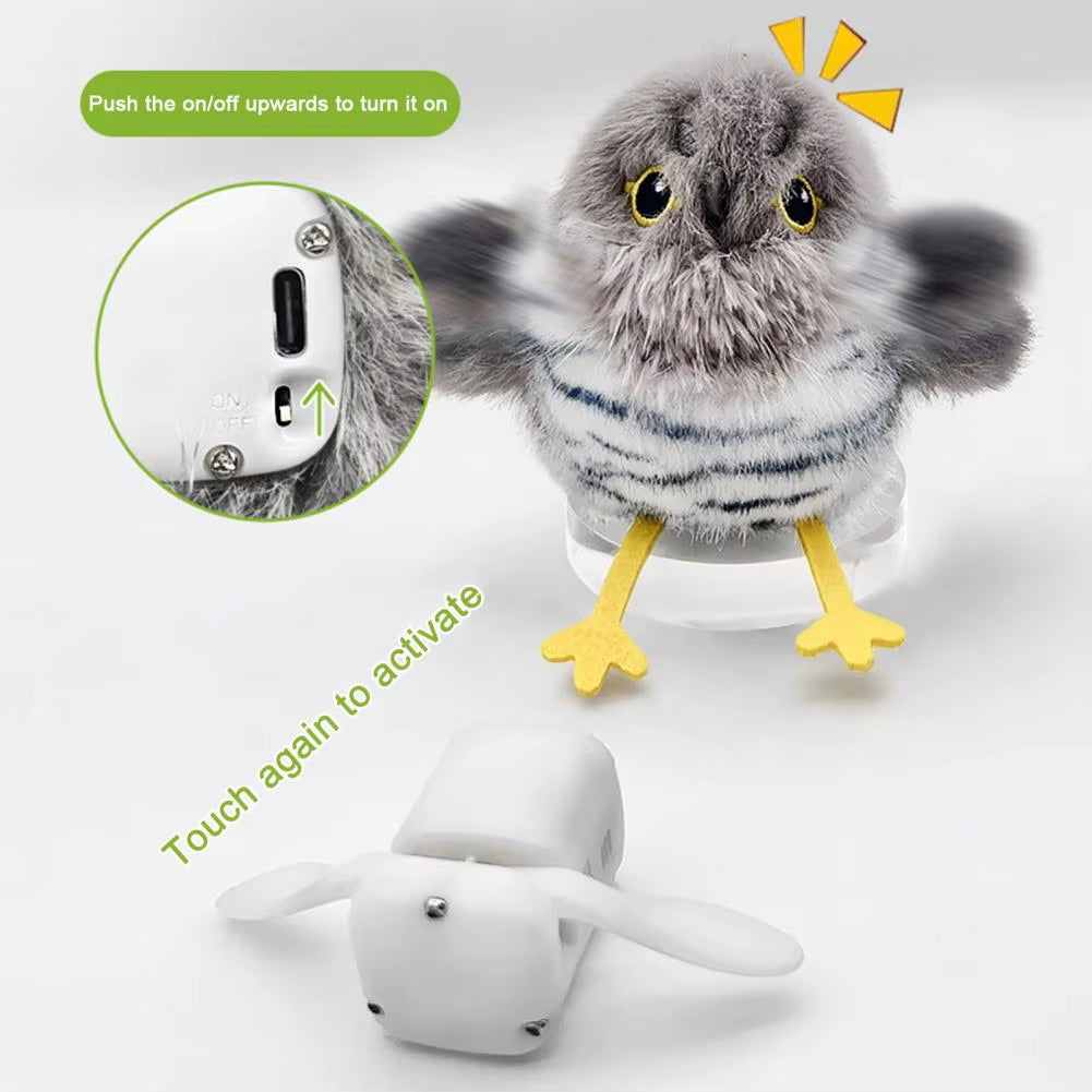 Vibrating Cat Toy with Claw Activation Soft Plush Cat Toy Material Rechargeable Flapping Cat Toys Motion for Indoor for Hunting