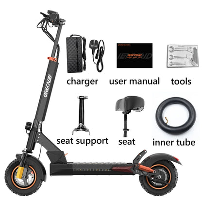 Electric Scooter for Adult Commuters with Seat 800W Foldable Adults Escooter 28 MPH & 20 Miles with 48V 10AH Li-Battery & 10" Off-Road Vacuum Tire,264 Lbs Capacity