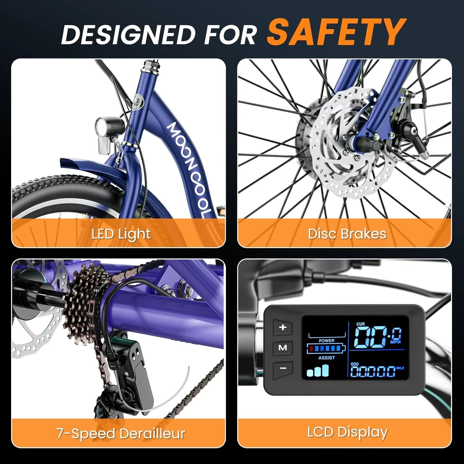 Electric Trike for Adults with Rearview Mirror Accessories Kit, 700W Motor 10.4Ah Battery，24/26 Inches 7 Speeds 3 Wheels Electric Bikes , Certified to UL 2849 by SGS