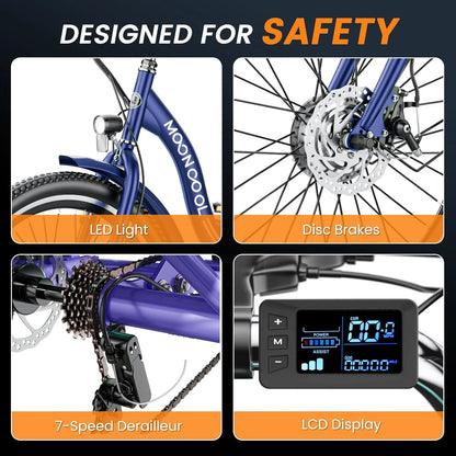 Electric Trike for Adults with Rearview Mirror Accessories Kit, 700W Motor 10.4Ah Battery，24/26 Inches 7 Speeds 3 Wheels Electric Bikes , Certified to UL 2849 by SGS