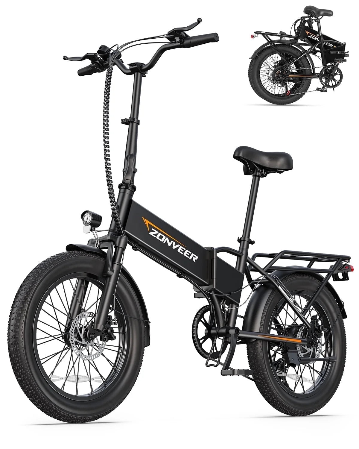 Folding Electric Bike for Adults - 7-Speed Mountain Ebike with Peak 1200W 28MPH Brushless Motor, 48V10.4Ah Removable Battery, 20X3.0 Fat Tire UL2849