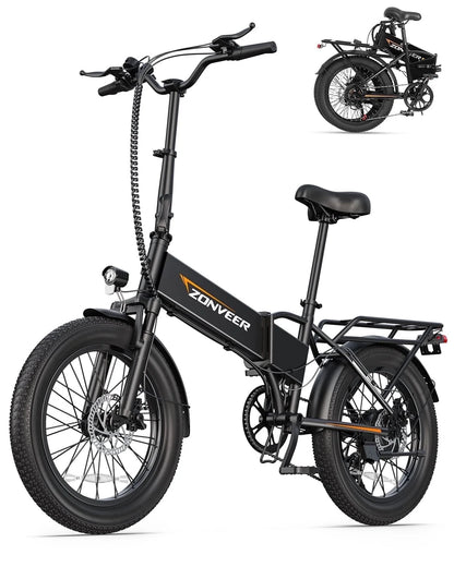 Folding Electric Bike for Adults - 7-Speed Mountain Ebike with Peak 1200W 28MPH Brushless Motor, 48V10.4Ah Removable Battery, 20X3.0 Fat Tire UL2849