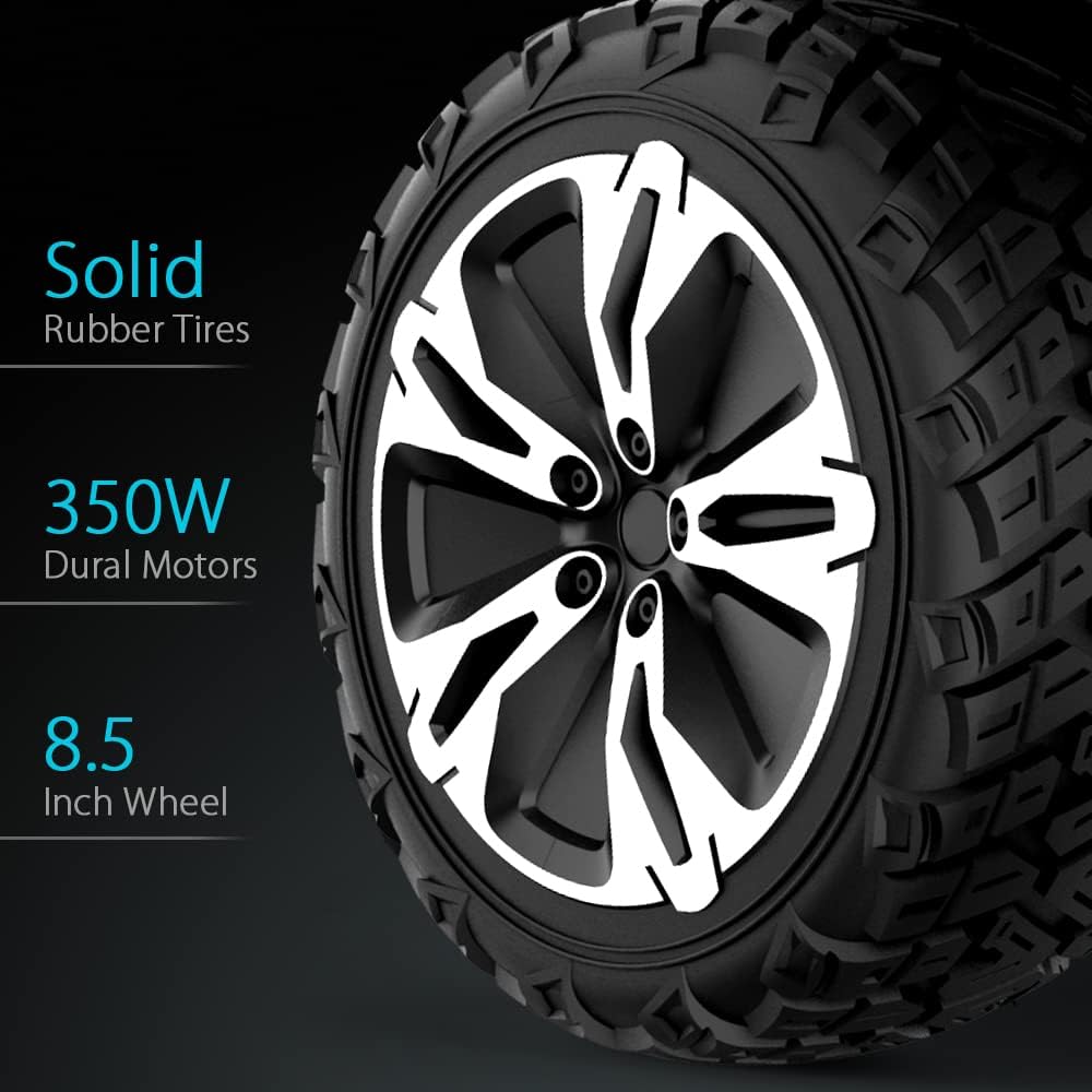 Gyroor Warrior 8.5 Inch All Terrain off Road Scooter with Bluetooth Speakers and LED Lights, UL2272 Certified Self Balancing Scooter