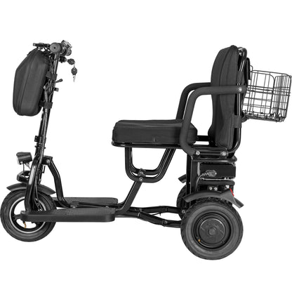 Folding Mobility Electric Trike 48V 700W Dual Motor Lithium Black