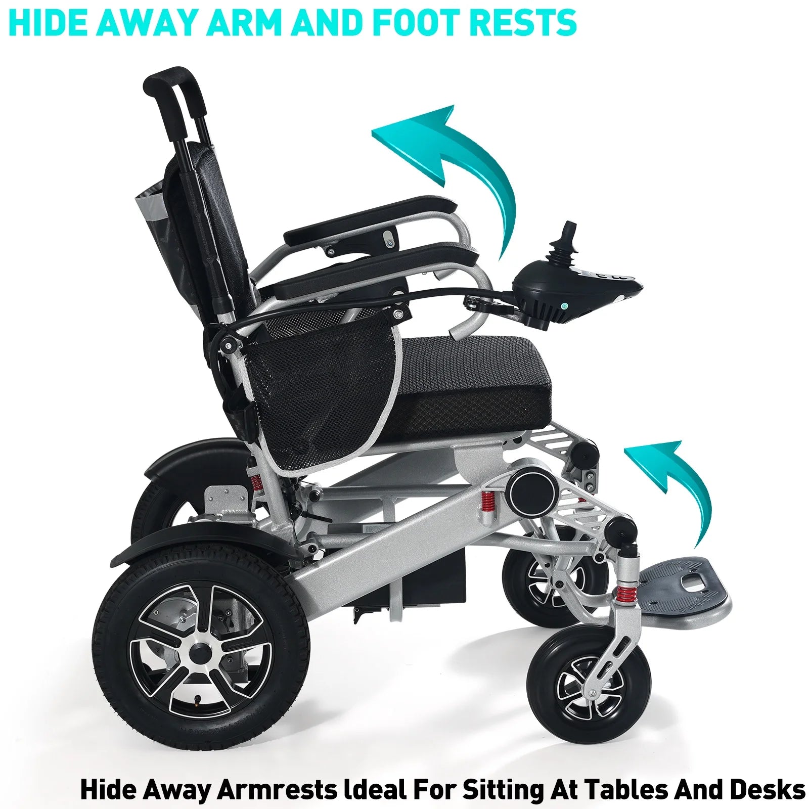 30 Miles Long Travel Range, Electric Wheelchairs for Adults Foldable Lightweight, All Terrain Motorized Wheelchair for Seniors Compact Portable, Two Batteries, Airline Approved