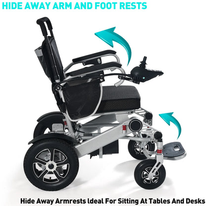 30 Miles Long Travel Range, Electric Wheelchairs for Adults Foldable Lightweight, All Terrain Motorized Wheelchair for Seniors Compact Portable, Two Batteries, Airline Approved