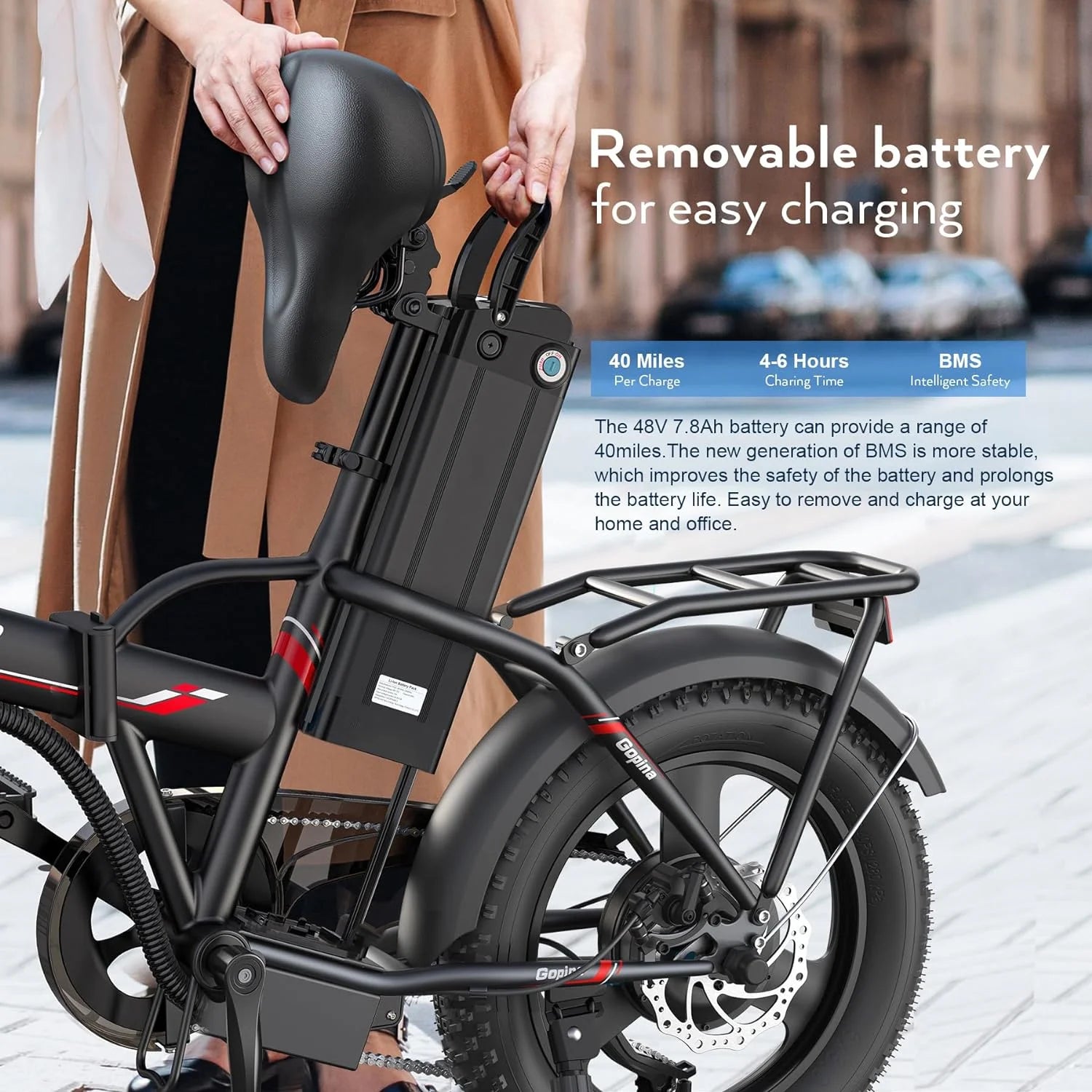 Electric Bike 16" X 3.0 Fat Tire Electric Bike 48V 350W Adult Folding Electric Bike 19.8MPH Urban Commuter Electric Bike with Smart LCD Display