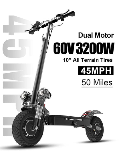 JX760 Electric Scooter, 60V 3200W Dual Motor, up to 46 MPH Speed & 50 Miles, Maximum Load of 330 Pounds Adult Escooter