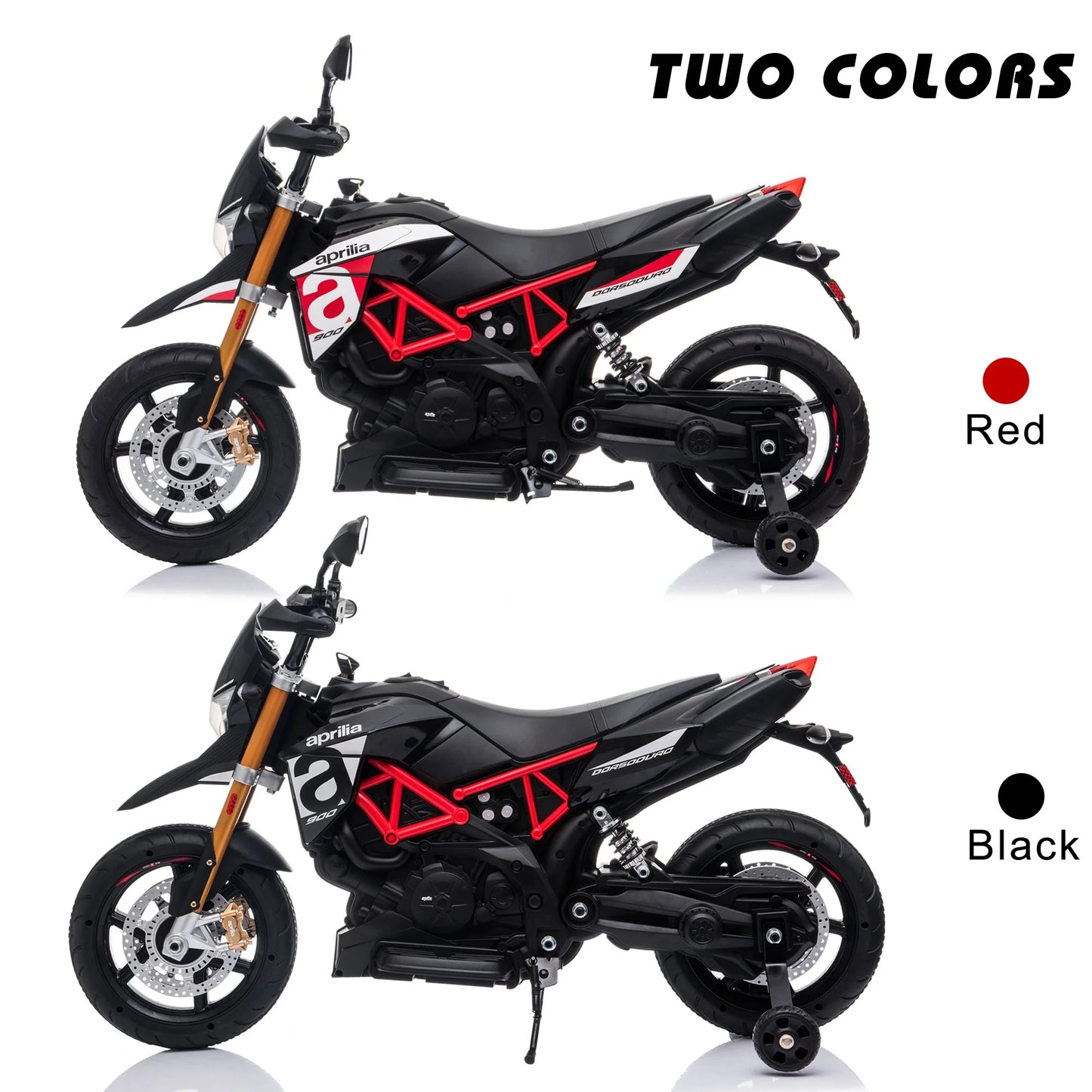 Aprilia Licensed 12V Ride on Motorcycle Electric Motorbike for Kids Child Toys W/Training Wheels, Music, LED Lights, MP3, USB