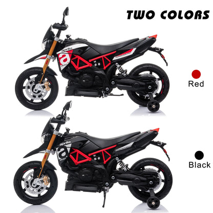 Aprilia Licensed 12V Ride on Motorcycle Electric Motorbike for Kids Child Toys W/Training Wheels, Music, LED Lights, MP3, USB