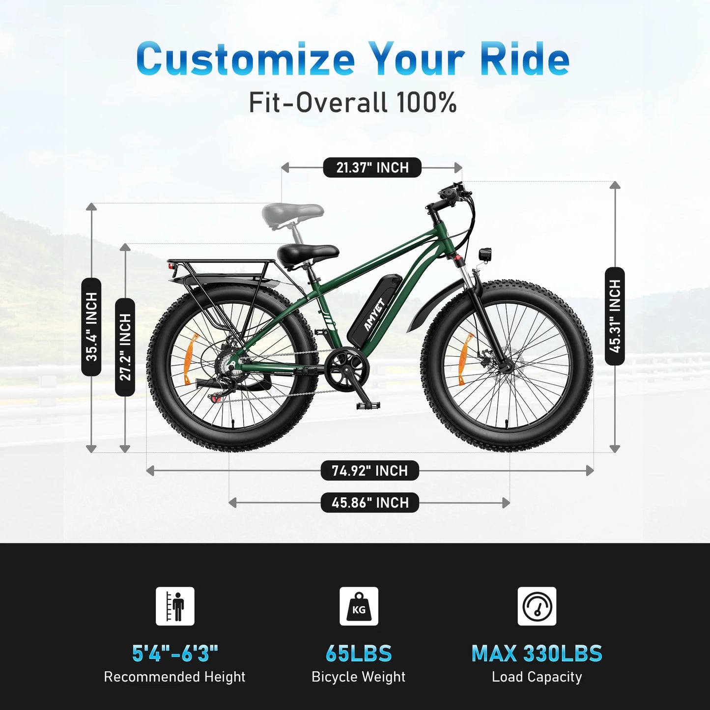 EB26 Electric Bike for Adults Set of 2, 26" Fat Tire E-Mountain Bicycle, 750W Dual Motor 48V 15Ah 7-Speed Ebike UL2849