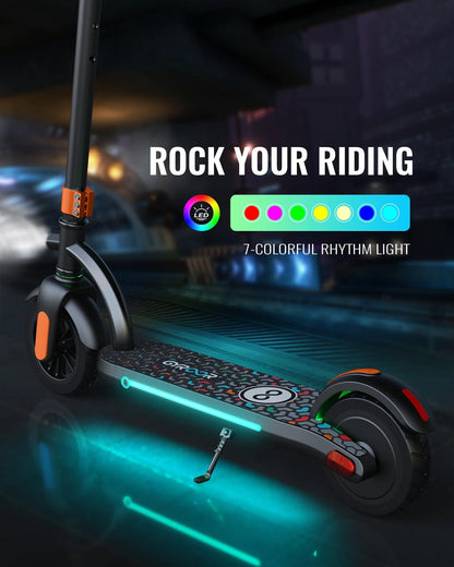 Electric Scooter for Kids, 180W Motor 10Mph Speed Electric Scooter with Adjustable Handlebar and LED Lights - Orange