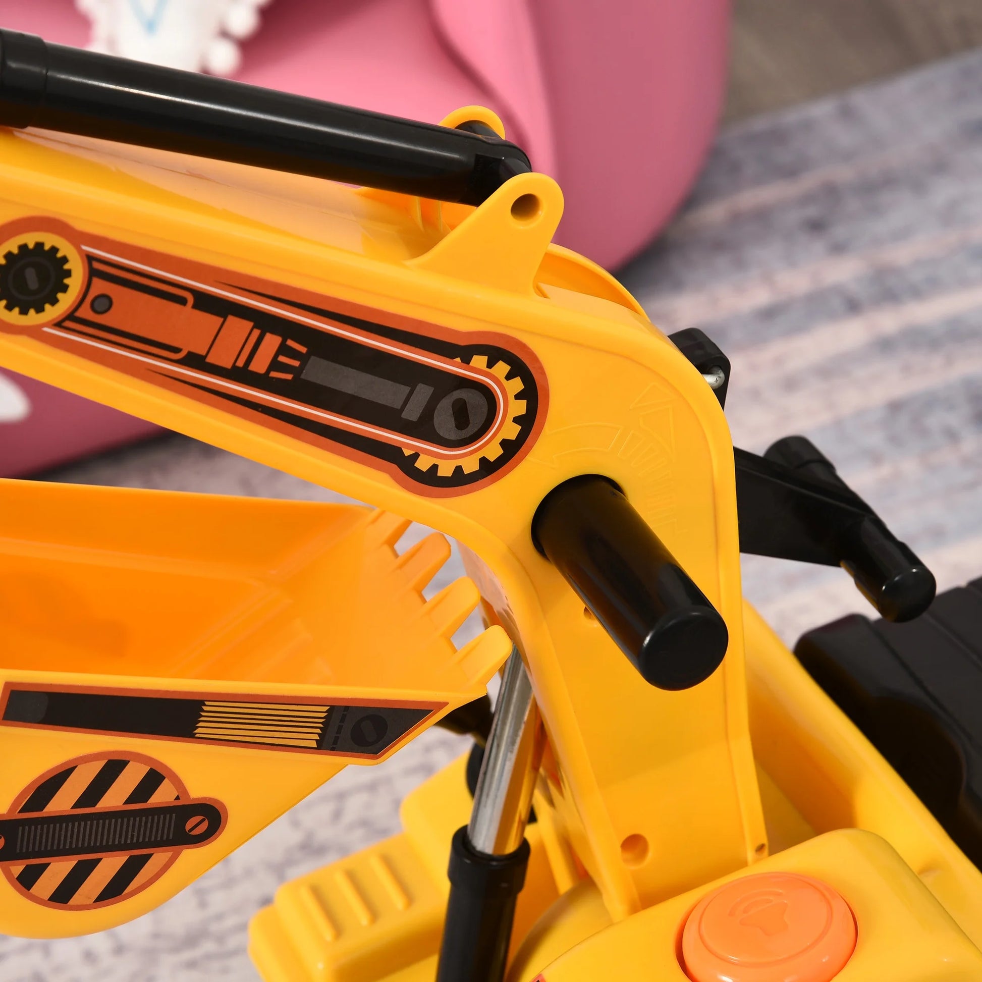 Ride on Excavator Scooter Walker Toddler Truck with Basket Storage for Boys and Girls 3-8, Yellow/Black