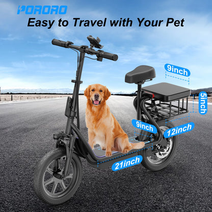 SLW50P Electric Scooter with Seat for Adults, Max 55 Miles Range with 14" Tires, 500W, 22MPH, Black